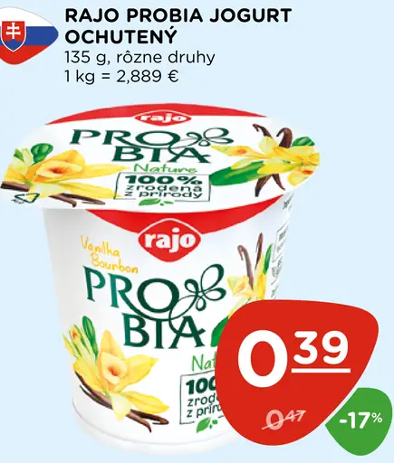Rajo Probia jogurt ochutený rôzne druhy