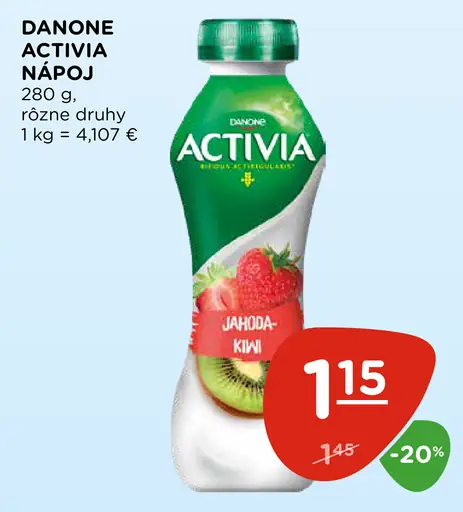 Danone Activia nápoj, rôzne druhy