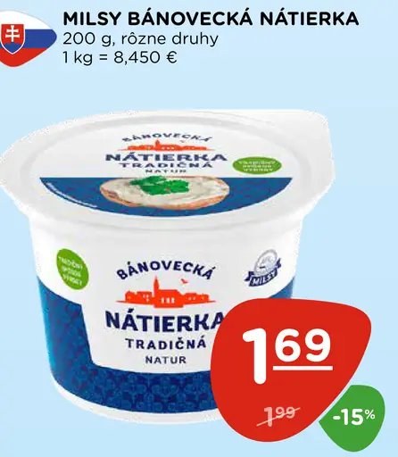 Milsy Bánovecká nátierka tradičná natur, rôzne druhy