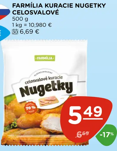 Farmília kuracie nugetky celosvalové