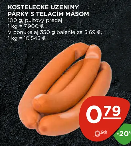 Kostelecké uzeniny párky s teľacím mäsom