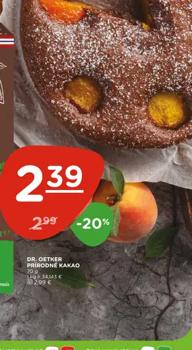 Dr. Oetker prírodné kakao, 100 % prírodné kakao, nealkalizované