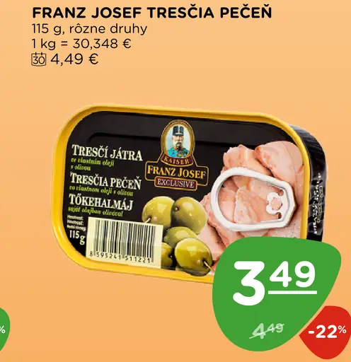 Franz Josef tresčia pečeň, rôzne druhy