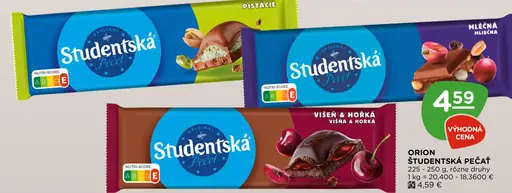 Orion Študentská pečať – pistácie, mliečna, višňa a horká
