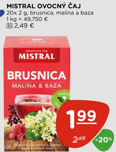 Mistral ovocný čaj brusnica malina a baza