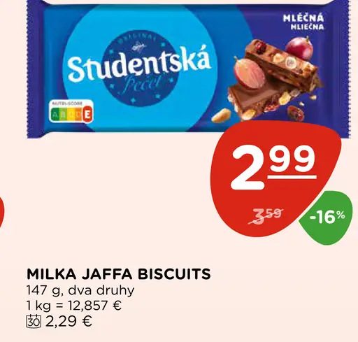 Milka Jaffa Biscuits čoko sušienky s náplňou
