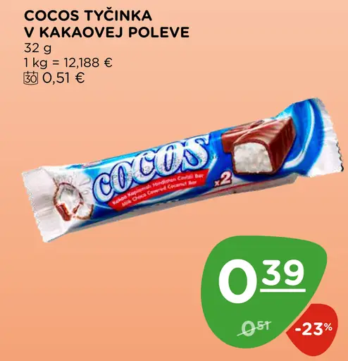 Cocos tyčinka v kakaovej poleve