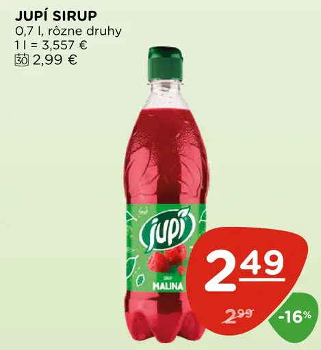 Jupí sirup rôzne druhy