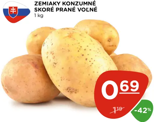 Zemiaky konzumné skoré neprané voľné