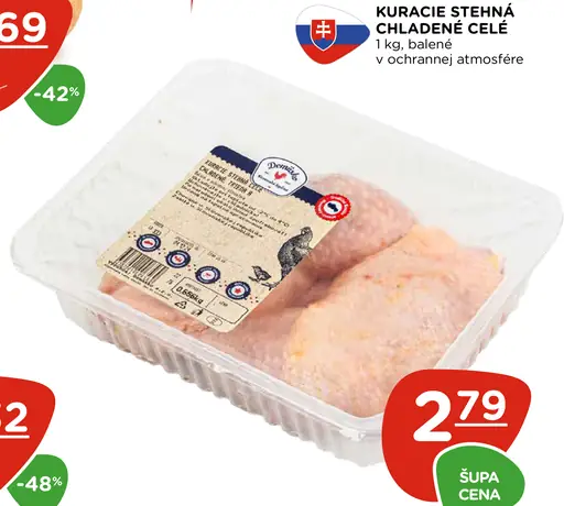 Kuracie stehná horné chladené balené v ochrannej atmosfére