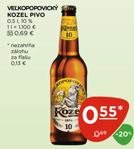 Veľkopopovický Kozel pivo 10°