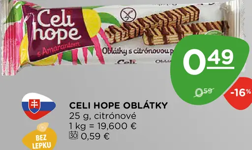 Celi Hope citrónové oblátky s amarantom