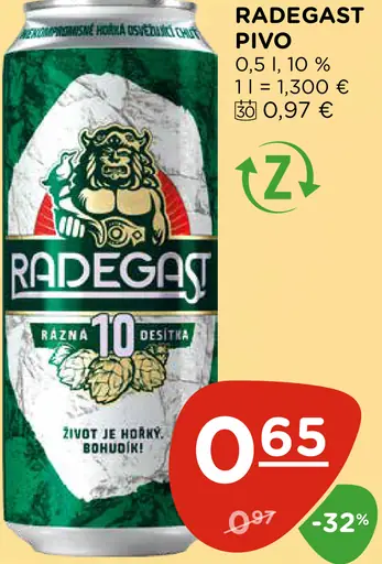Radegast Pivo plechovka
