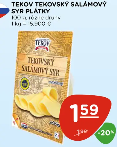 Tekov Tekovský salámový syr plátky rôzne druhy