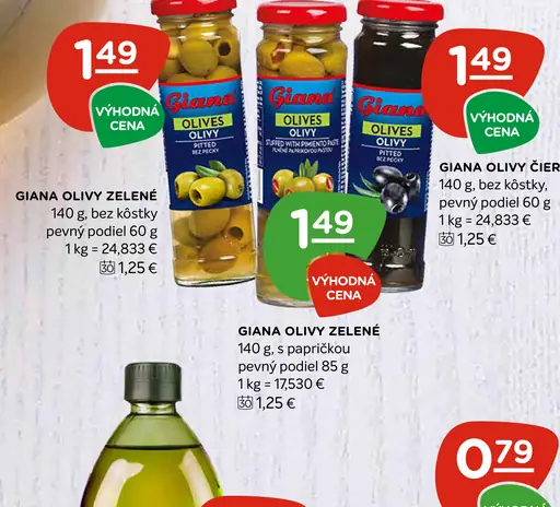 Giana olivy zelené bez kôstok