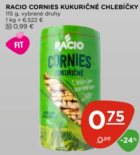 Racio Cornies kukuričné chlebíčky – vybrané druhy