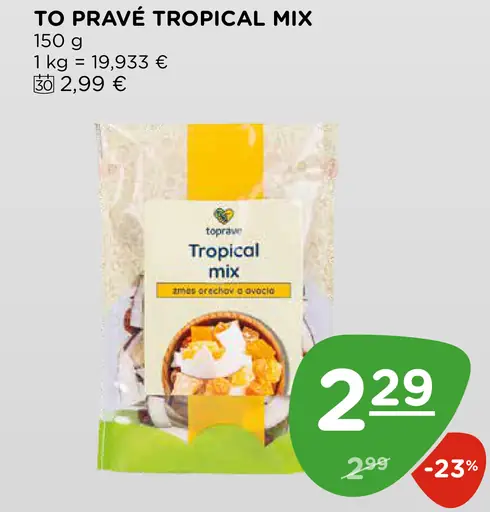 Toprave Tropical mix – zmes orechov a ovocia