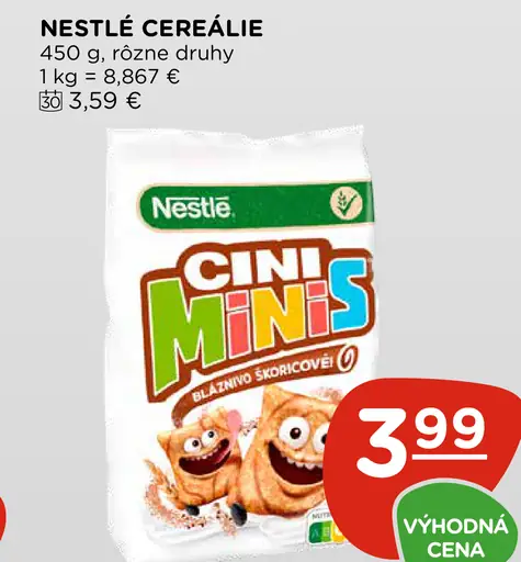 Nestlé Cini Minis cereálie – rôzne druhy
