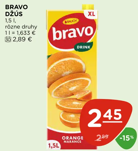 Bravo džús, rôzne druhy