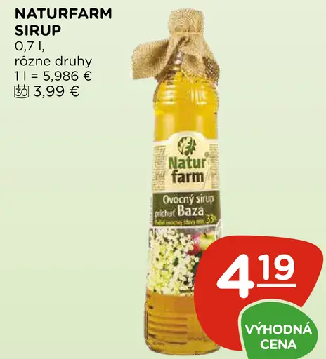 Naturfarm ovocný sirup, rôzne druhy