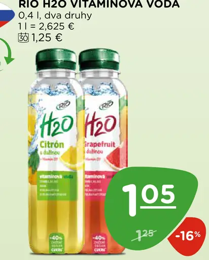 Rio H2O vitamínová voda, citrón a grapefruit