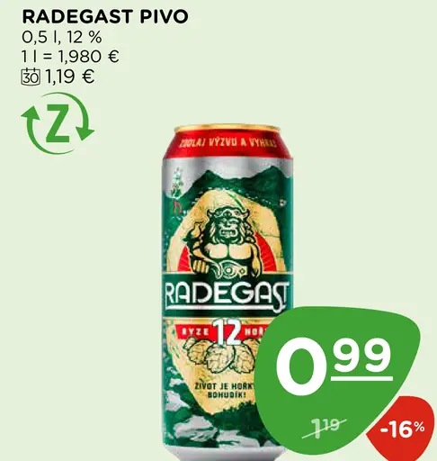 Radegast Ryze 12 pivo plechovka