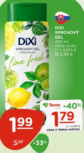 Dixi sprchový gél Lime Fresh, rôzne druhy
