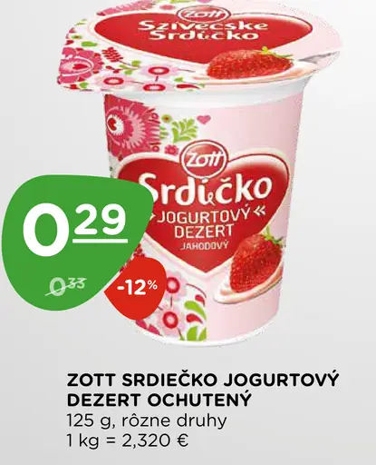 Zott Srdiečko jogurtový dezert jahodový