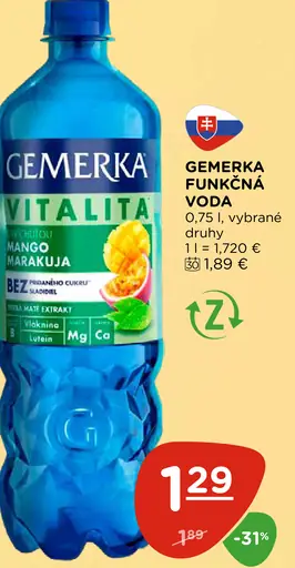 Gemerka Funkčná voda Vitalita mango-marakuja