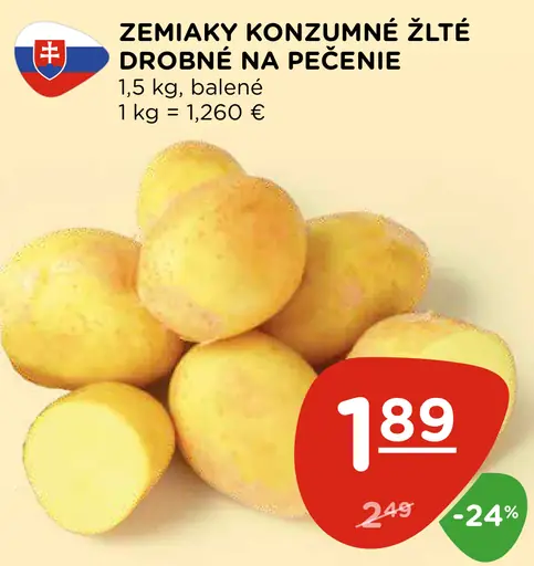 Zemiaky konzumné žlté na pečenie