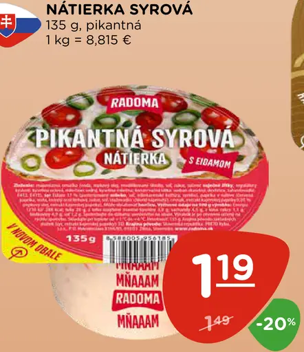 Radoma pikantná syrová nátierka