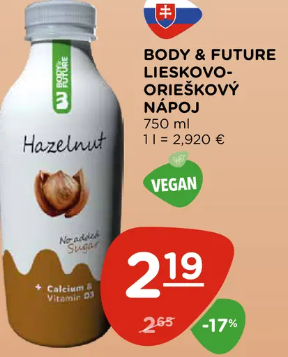 Body & Future Lieskovo-orieškový nápoj