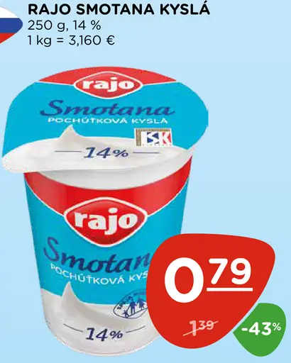 Rajo smotana kyslá 14%