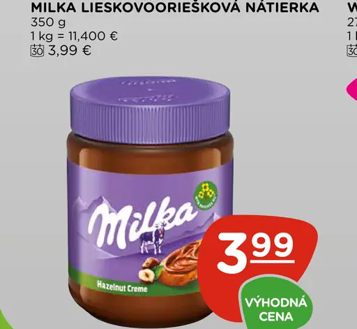Milka Lieskovooriešková nátierka