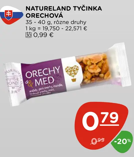 Natureland orechová tyčinka