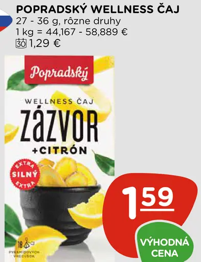 Popradský Wellness Čaj zázvor + citrón
