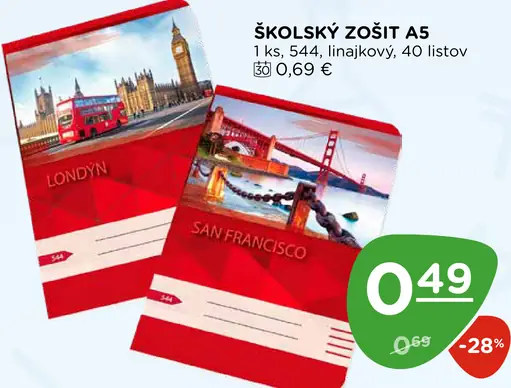 Školský zošit A5 linajkový