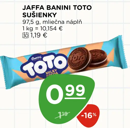 Jaffa Banini Toto sušienky s mliečnou náplňou