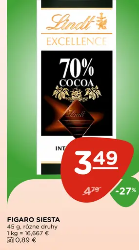 Lindt Excellence horká čokoláda 70 % kakaa