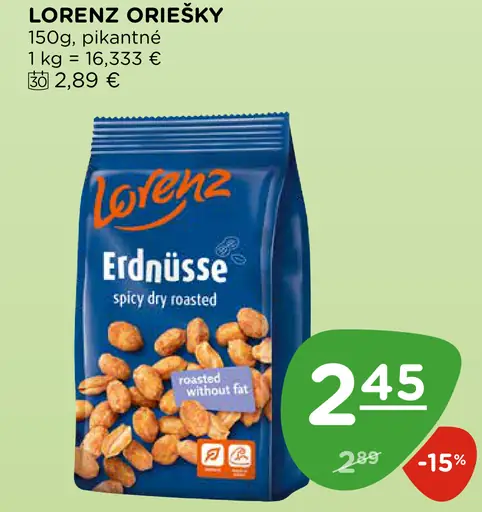 Lorenz oriešky pikantné, pražené arašidy