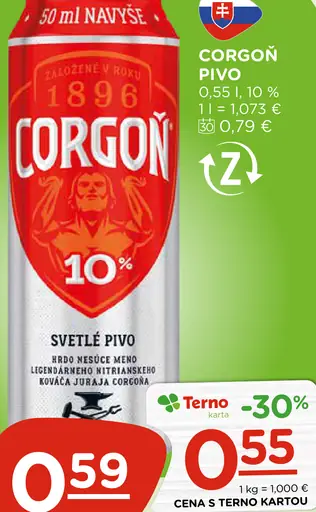 Corgoň pivo plechovka