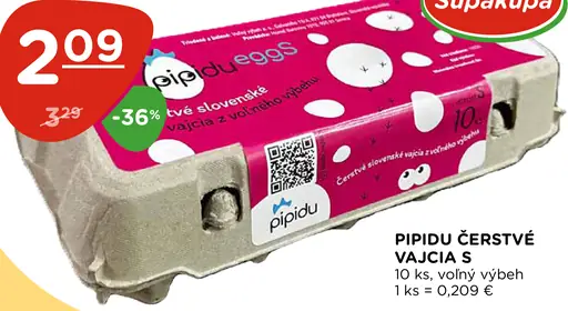 Pipidu čerstvé vajcia S