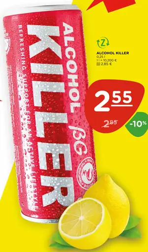 Kofola Alcohol Killer, citrónový sýtený nápoj