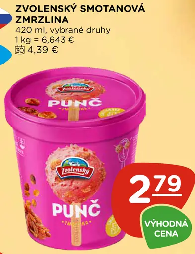 Zvolenský zmrzlina rôzne druhy