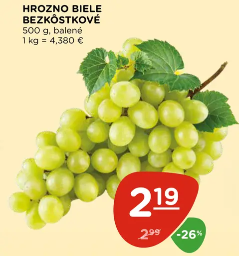 Hrozno biele bezjadierkové