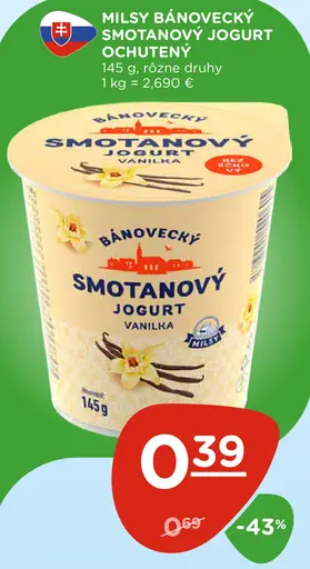 Milsy Bánovecký smotanový jogurt marhuľa