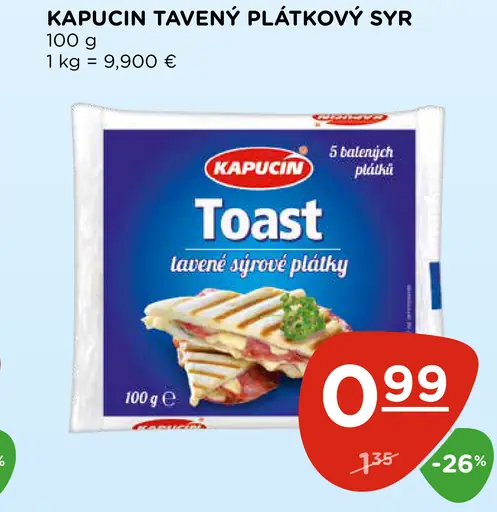 Kapučin toast plátkový syr