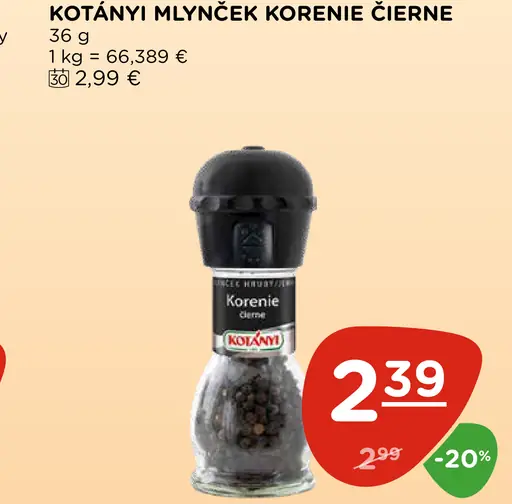 Kotányi Mlynček Korenie čierne