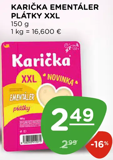 Karička Emmentaler plátky XXL