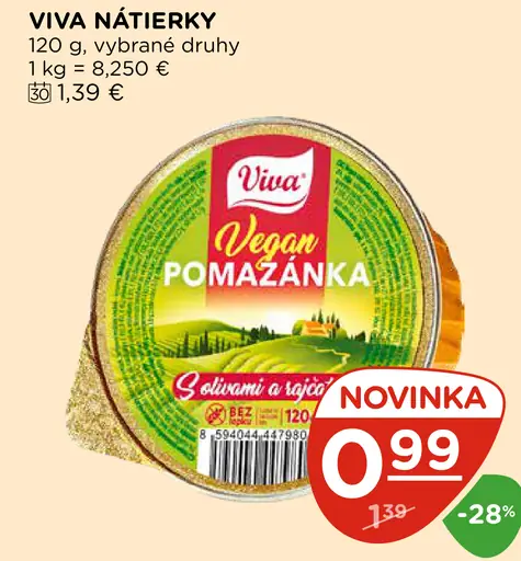 Viva nátierky, vybrané druhy